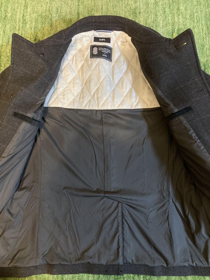 【美品】SHIPS super140's ウール　シングルピーコート