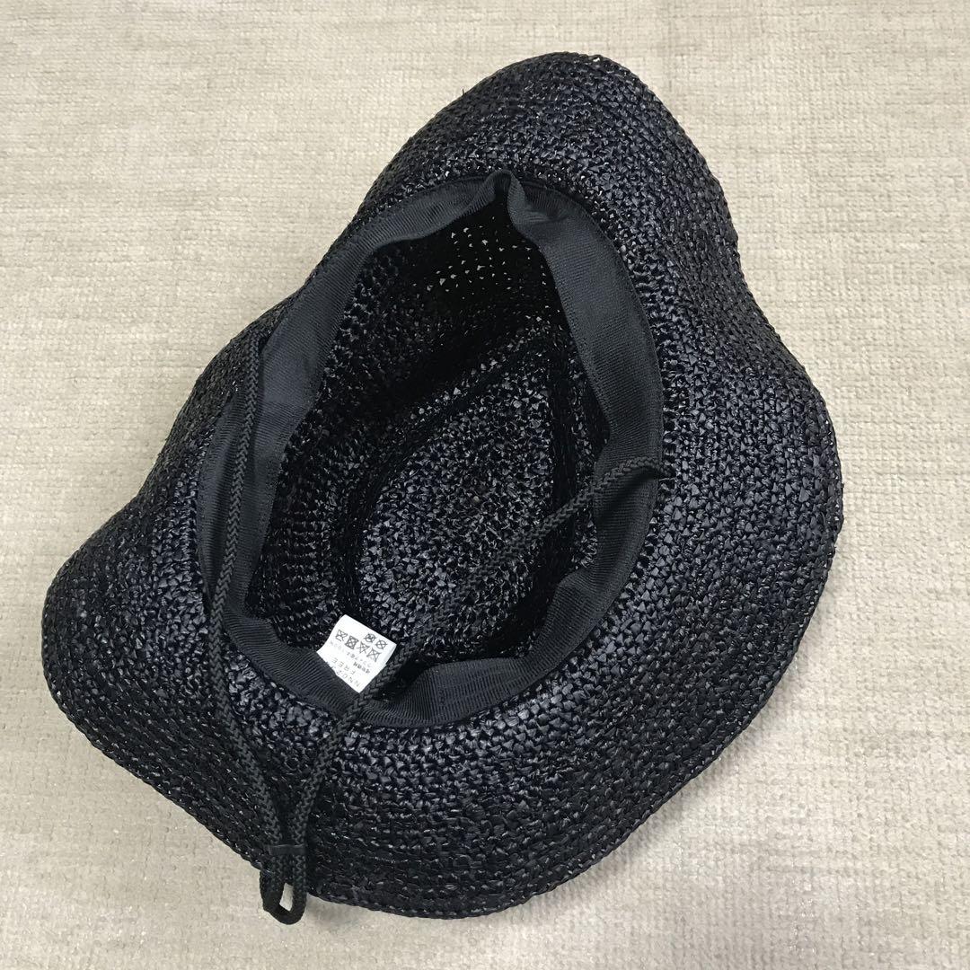 新品タグ付き】ノースフェイス《黒ラフィアハット》フリーサイズ