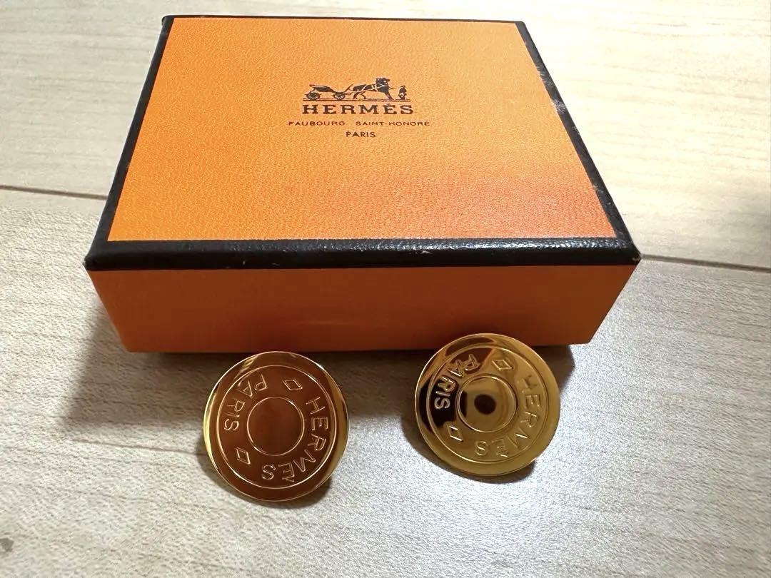 HERMES エルメス セリエ ウッド イヤリング ゴールド 箱付 8802 HERMES エルメス セリエ ウッド イヤリング ゴールド 箱付 8802