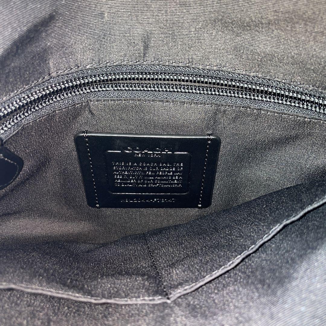極美品 COACH コーチ 　レザーショルダーバッグ メンズ ブラック