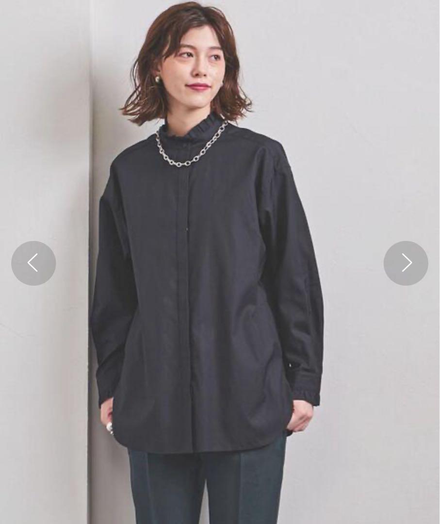 【美品】ユナイテッドアローズ　スタンドカラーフリルネックブラウス　日本製 5,999円