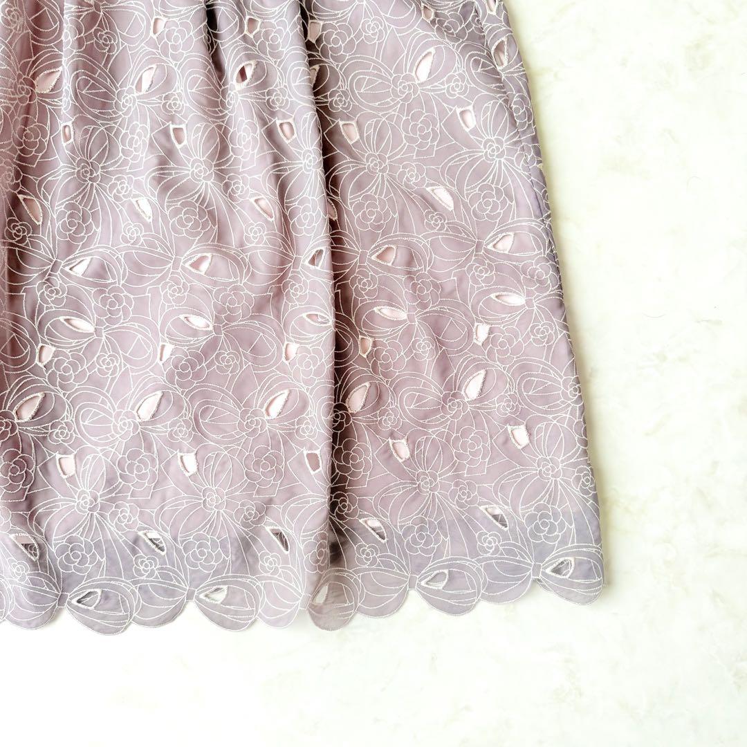 美品✨Rose Tiara ローズティアラフラワー×リボン刺繍ワンピース ピンク
