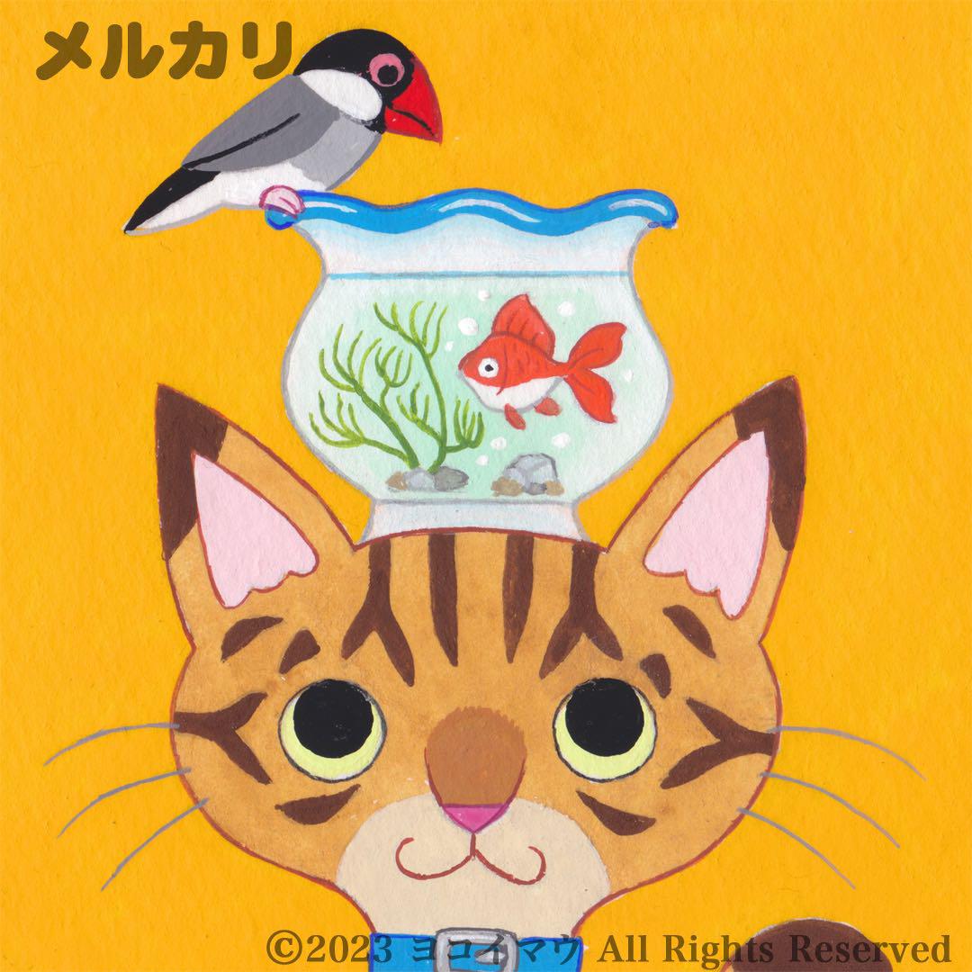 けい様用　自作絵画　蝶の舞う花畑　茶トラ猫の絵　星をつかまえて 自作絵画 蝶の舞う花畑 茶トラ猫の絵 星をつかまえて 絵画