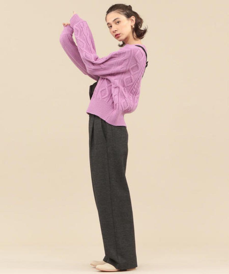 BEAUTY&YOUTH ウールケーブルスキッパーネックニット free