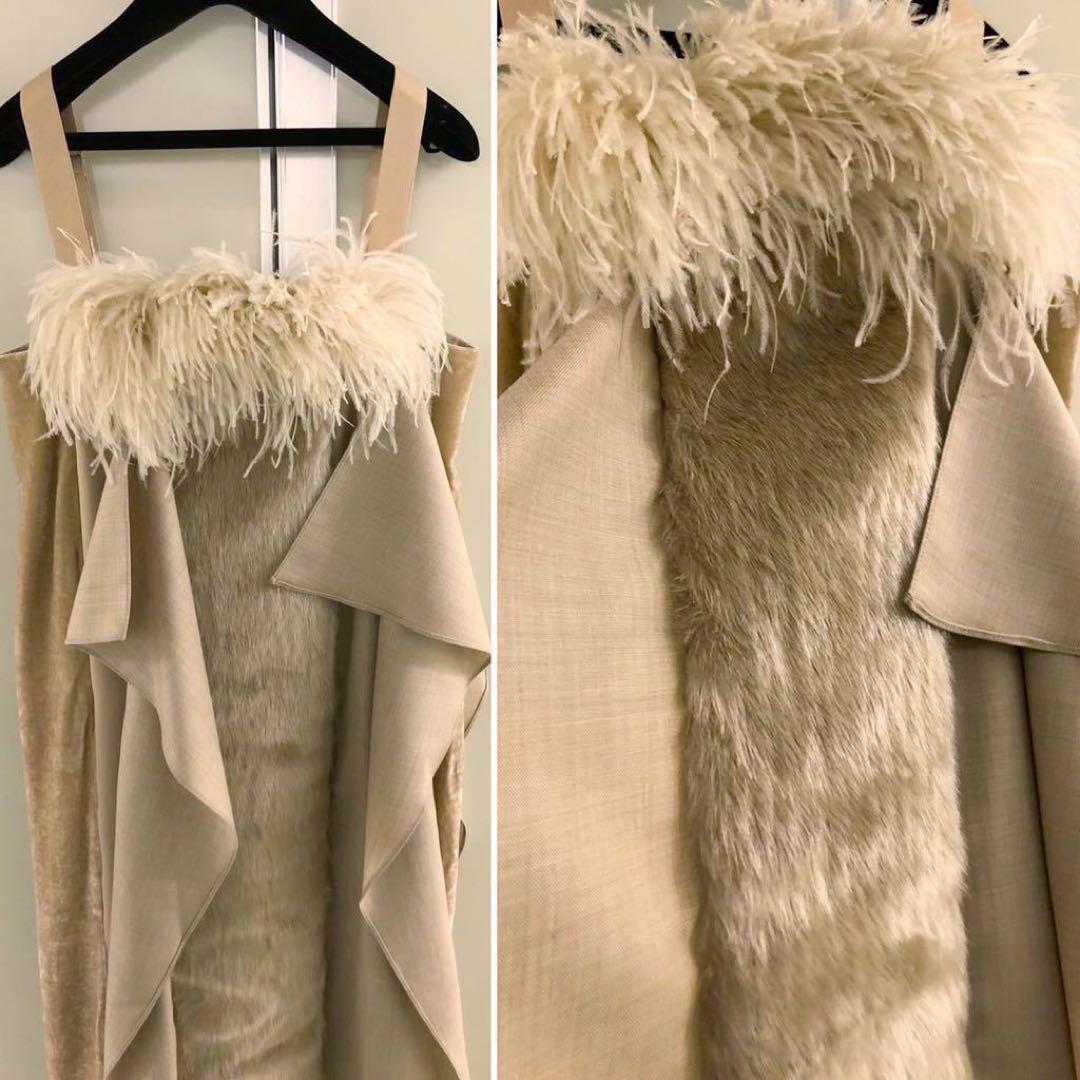 BURBERRY】フェザー装飾 パネル パッチワーク キャミドレス BURBERRY】フェザー装飾 パネル パッチワーク キャミドレス