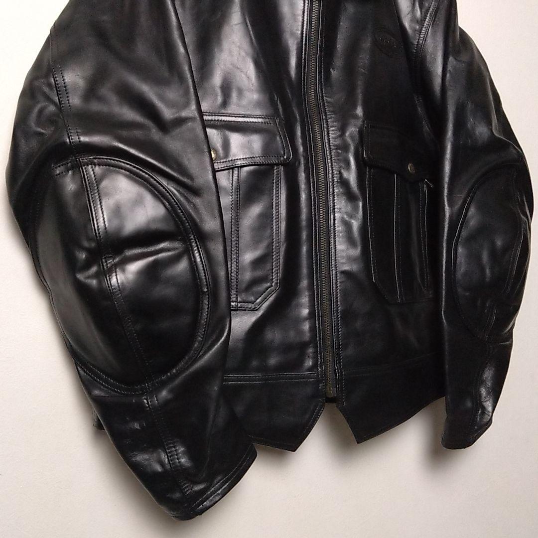 AGORA ライダース エルボーパッチ レザージャケット 黒 LL XL 最高級の