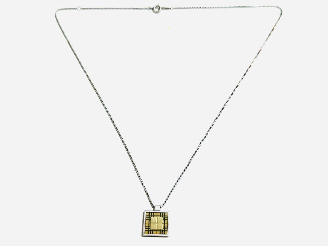 Burberry チェック シルバー ネックレス 925 ノバ 00s スクエア