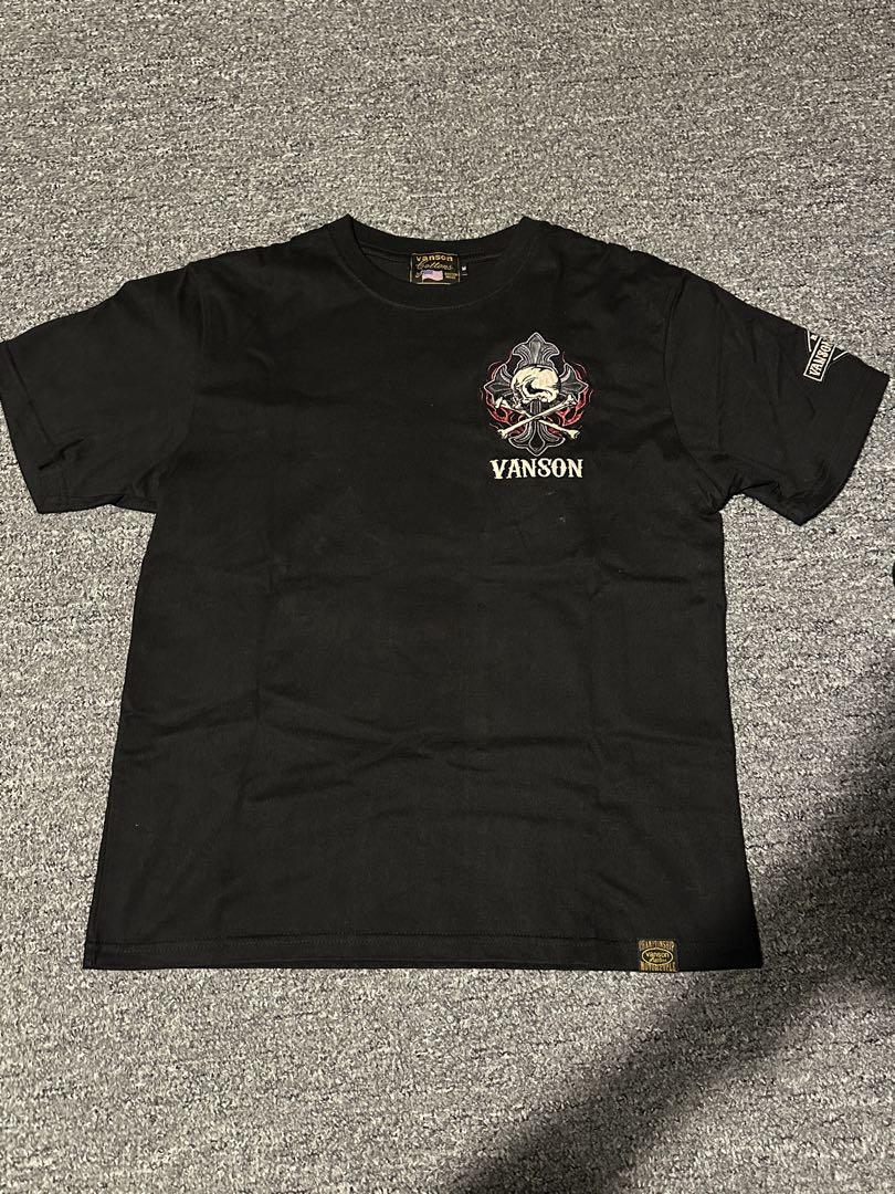 VANSON レザー&刺繍スカルtシャツ ドクロM