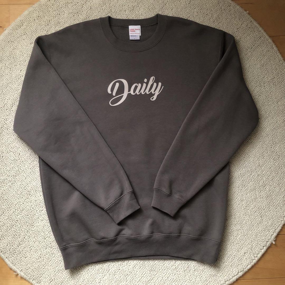 美品 LONG TRACK FOODS Daily スウェットL セメントグレー トップス