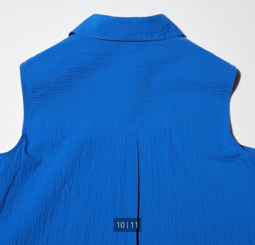 新品！♥️UNIQLO+J♥️シアサッカーワンピース。M。ブルー。