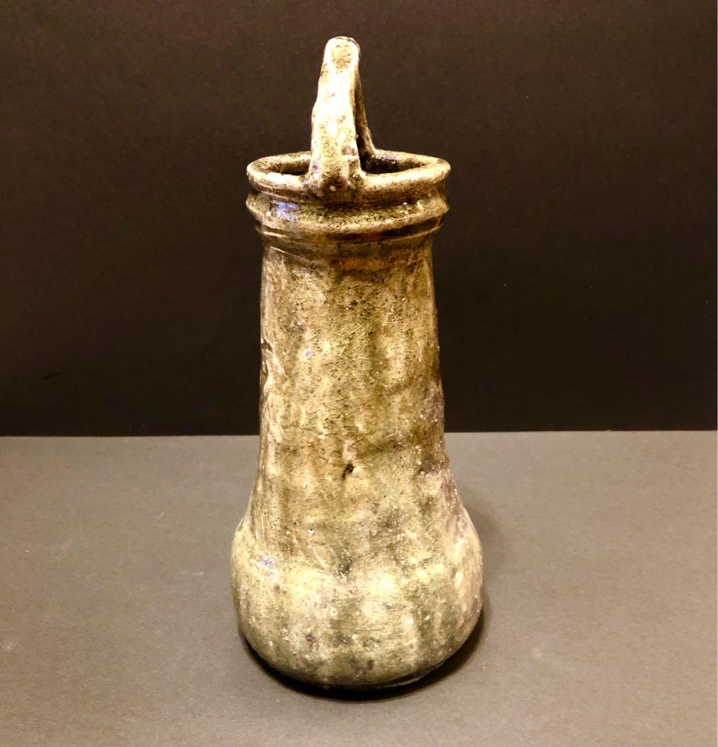 【美品】 唐津焼　手付花生（花瓶）　藤ノ木土平造