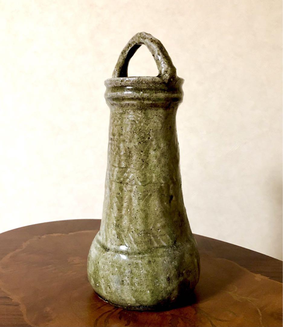 【美品】 唐津焼　手付花生（花瓶）　藤ノ木土平造
