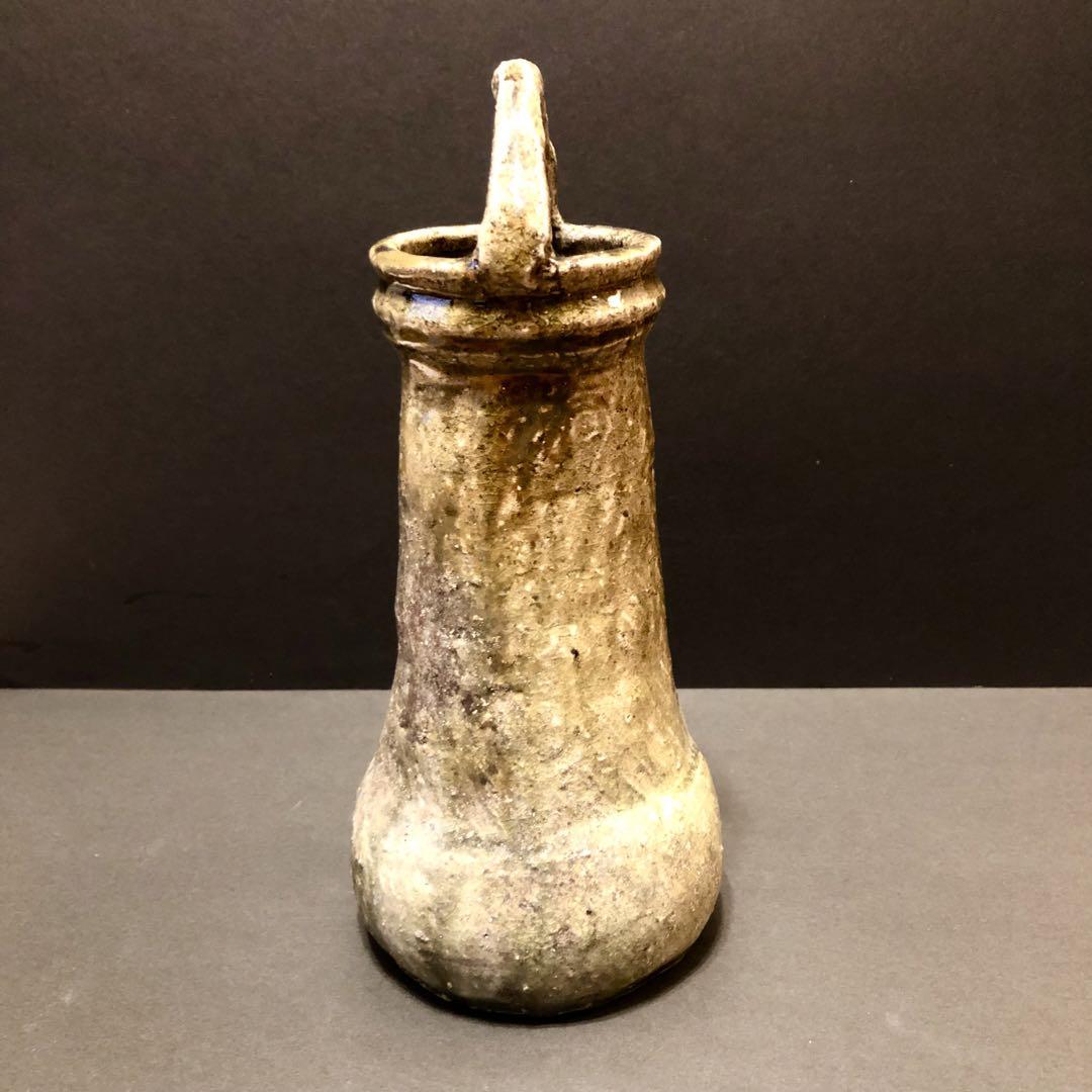 【美品】 唐津焼　手付花生（花瓶）　藤ノ木土平造