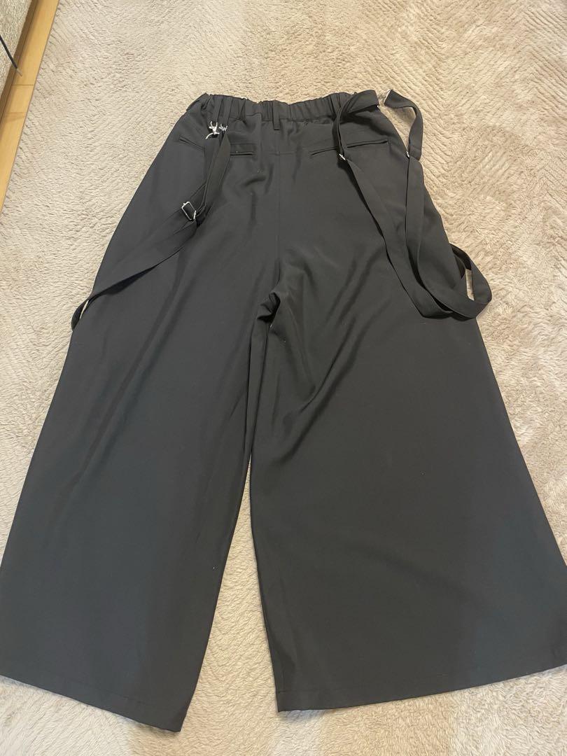 【cussil/クシル】ドレープルーズハイウエストサスペンダーハカマ パンツ