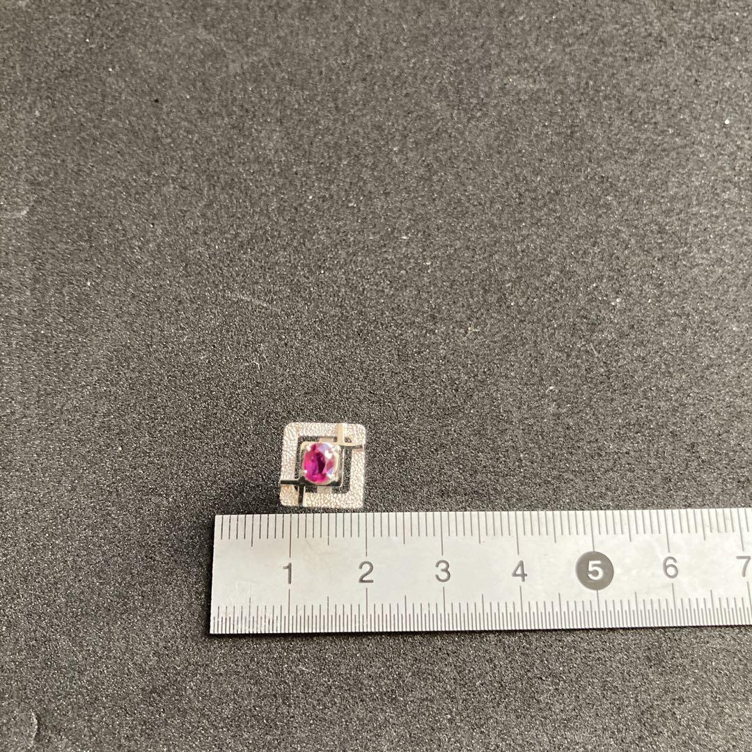 14WG　タイタック　タイピン　ルビー　ホワイトシルバー