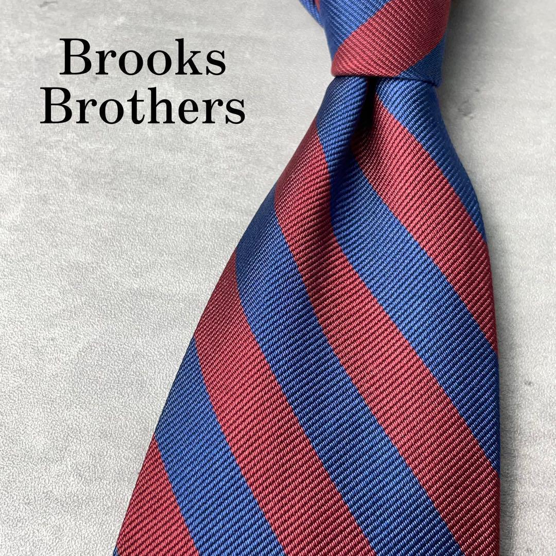 米国製 Brooks Brothers レップタイ ストライプ ネクタイ 赤 青