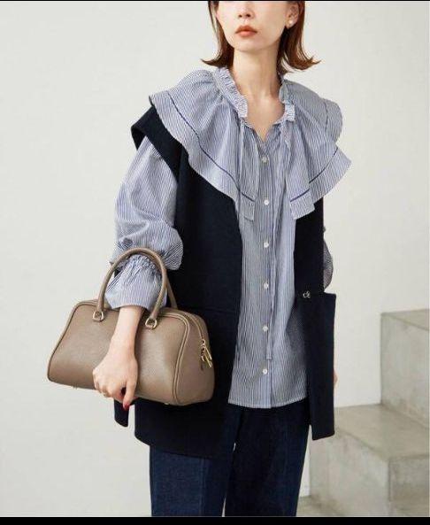 SLOBE IENA コットンシルクラッフルボウタイブラウス