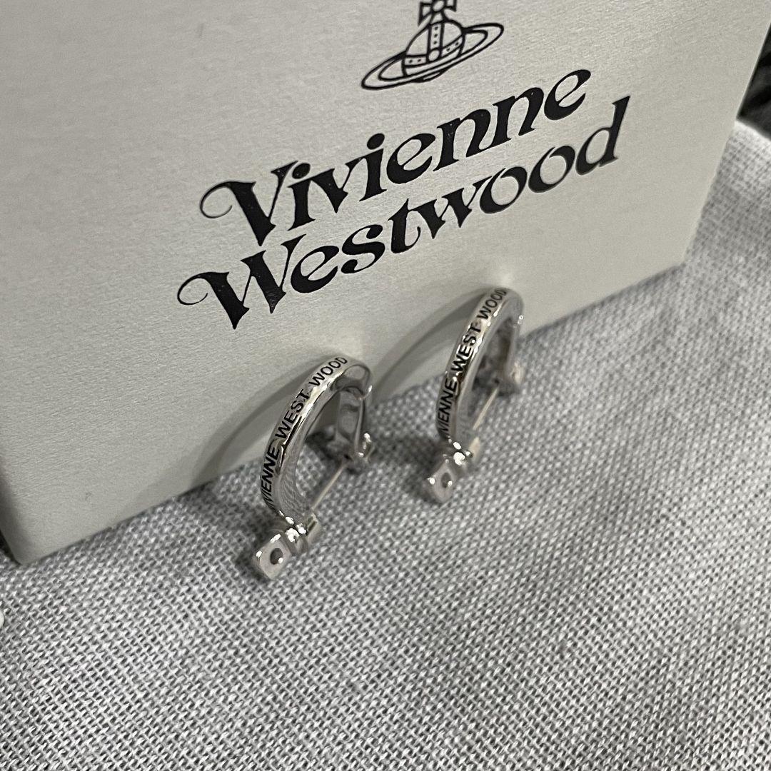 Vivienne Westwood シルバー ロゴ フープピアス
