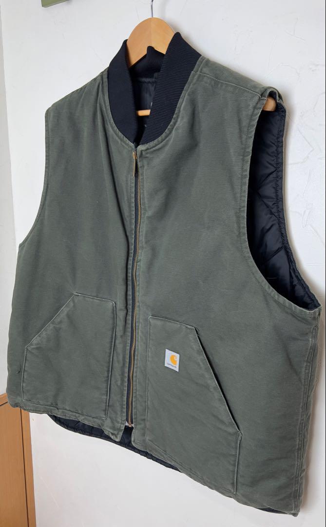 希少 カーハート ダックベスト made in USA モスグリーン
