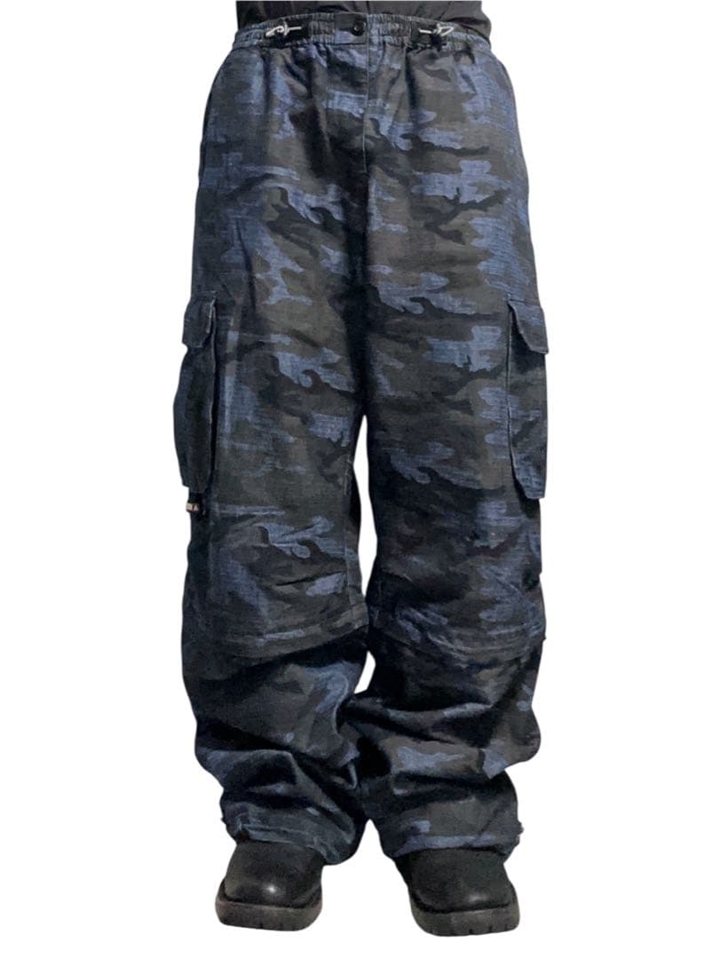blue camo detachable super baggy pants