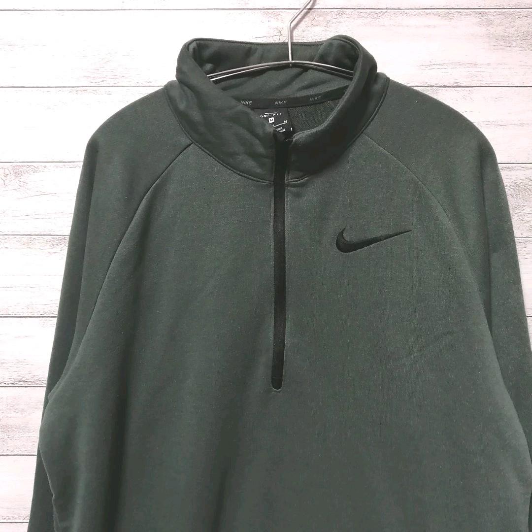 専用600 NIKE ナイキ ハーフジップ ロゴ 刺繍 グリーン USA古着