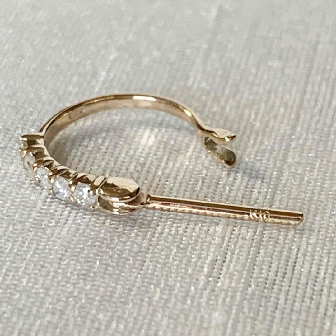 天然ダイヤモンド ハーフエタニティピアス】イエローゴールド K10刻印入新品！