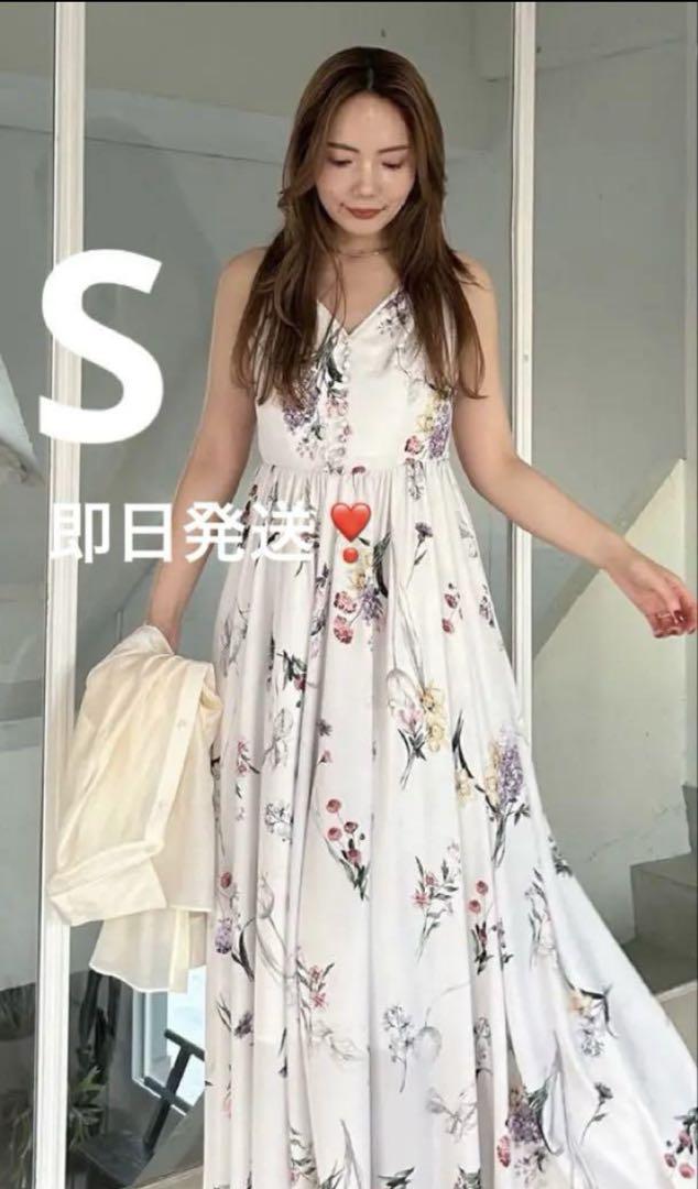 フラワープリント キャミソール ロングワンピース Sサイズ