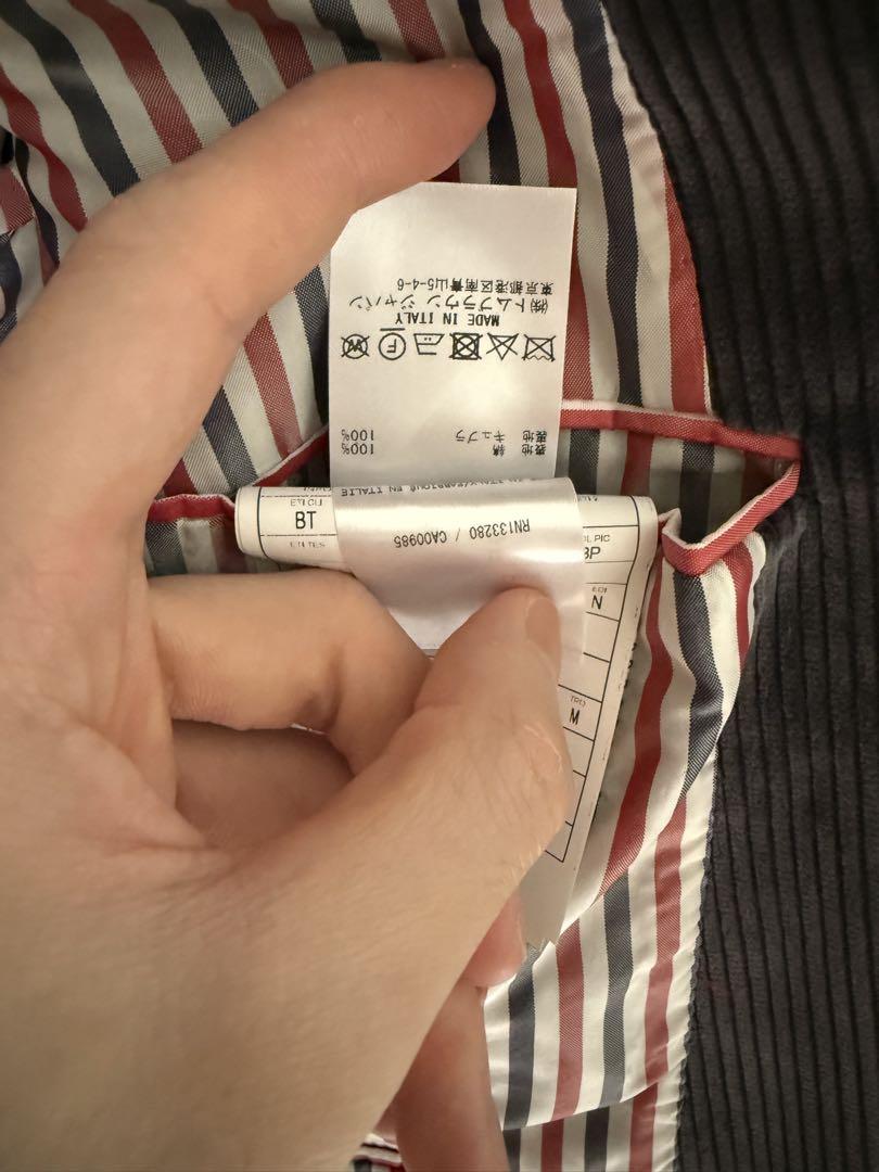 THOM BROWNE. グレー コーデュロイ テーラードジャケット
