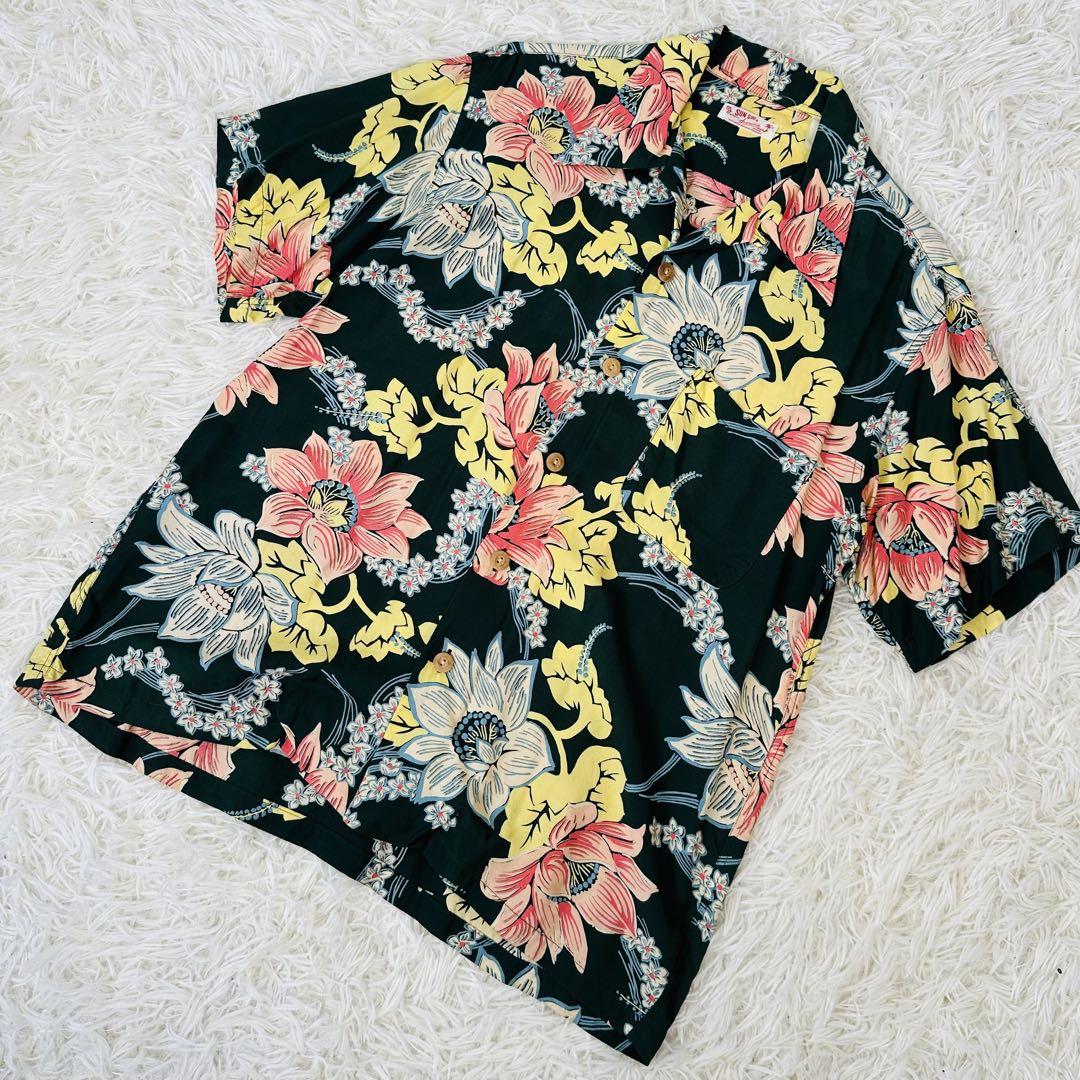 Sun Surf  サンサーフ アロハシャツ 半袖 オープンカラー 花柄 L相当