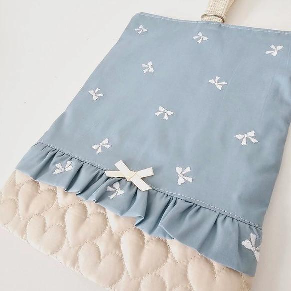 入学・入園3点セット♡刺繍リボン柄②♡レッスンバッグ・上履き