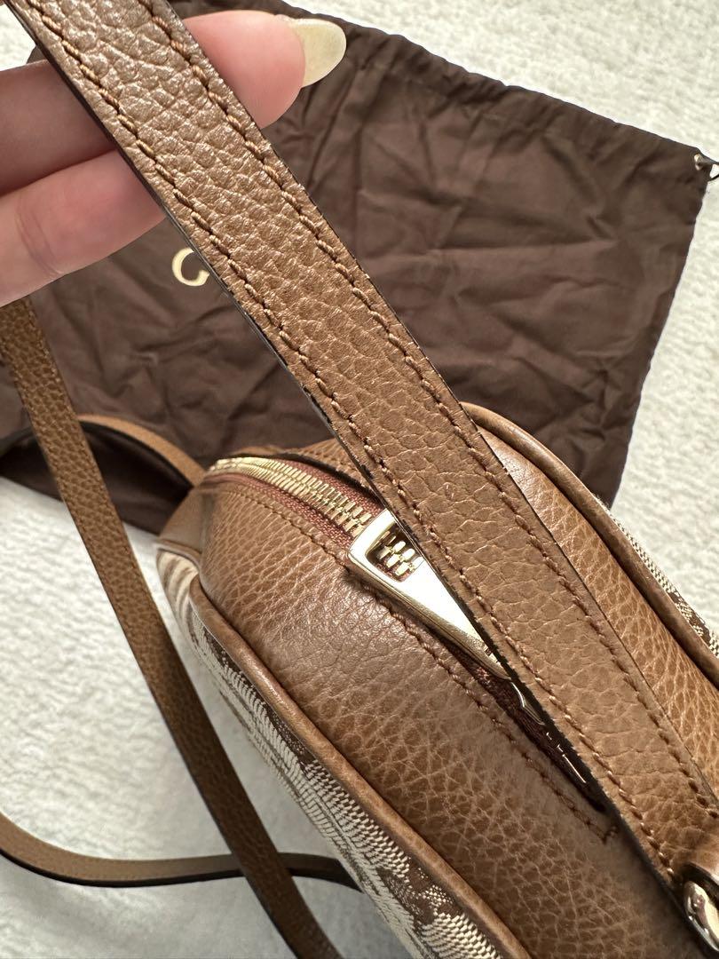 GUCCI レザーショルダーバッグ ベージュ/ブラウン