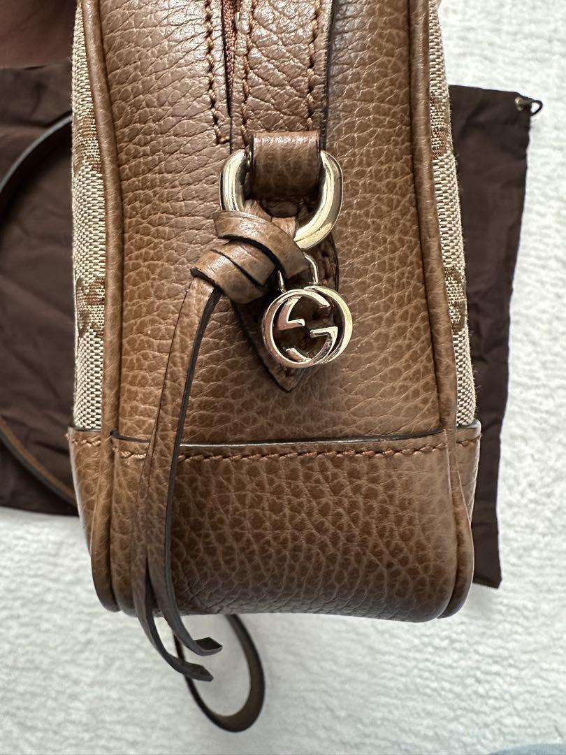 GUCCI レザーショルダーバッグ ベージュ/ブラウン