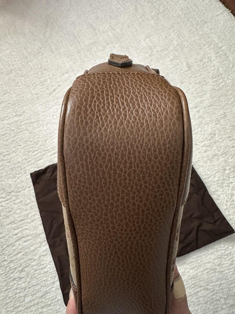 GUCCI レザーショルダーバッグ ベージュ/ブラウン