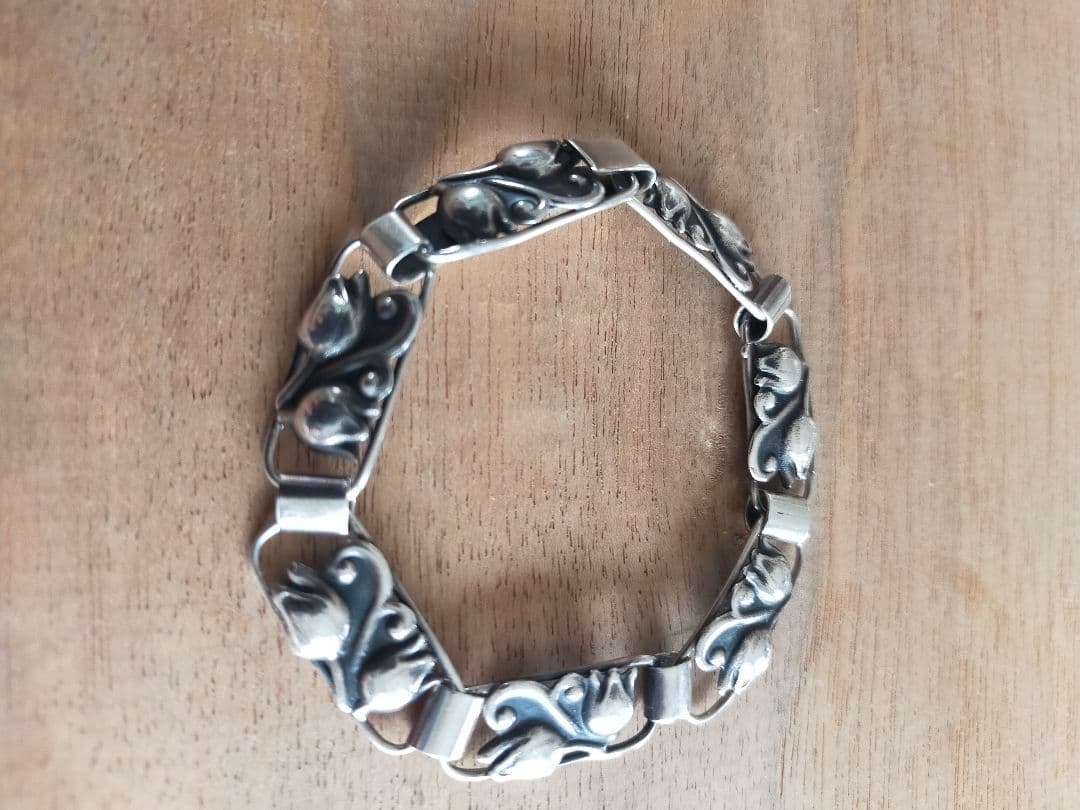 ヴィンテージ　 シルバー　ブレスレット　チューリップ　北欧　デンマーク