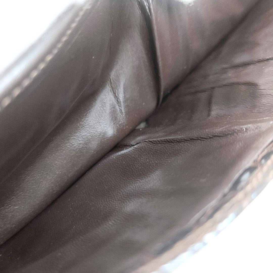 グッチ クロコダイル 2つ折り財布 焦茶 GUCCI コンパクト ワニ革