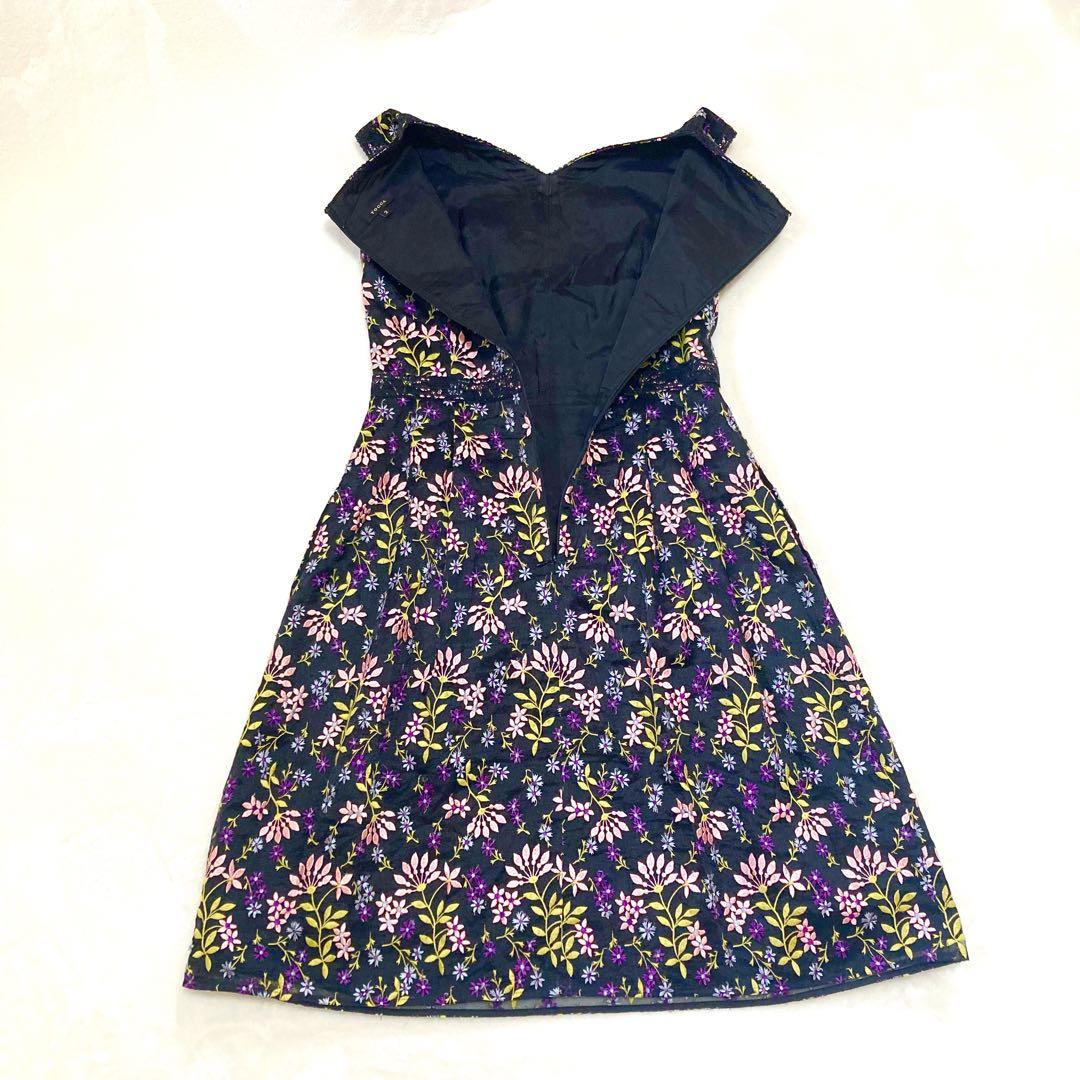 TOCCA トッカ 刺繍 花柄 フレア ワンピース レース ブラック 2 f28 画像7