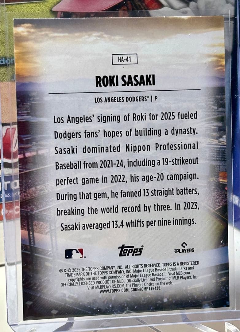 佐々木朗希 RC SSP HFAインサート Topps Update 2025 佐々木朗希 RC SSP HFAインサート Topps Update 2025