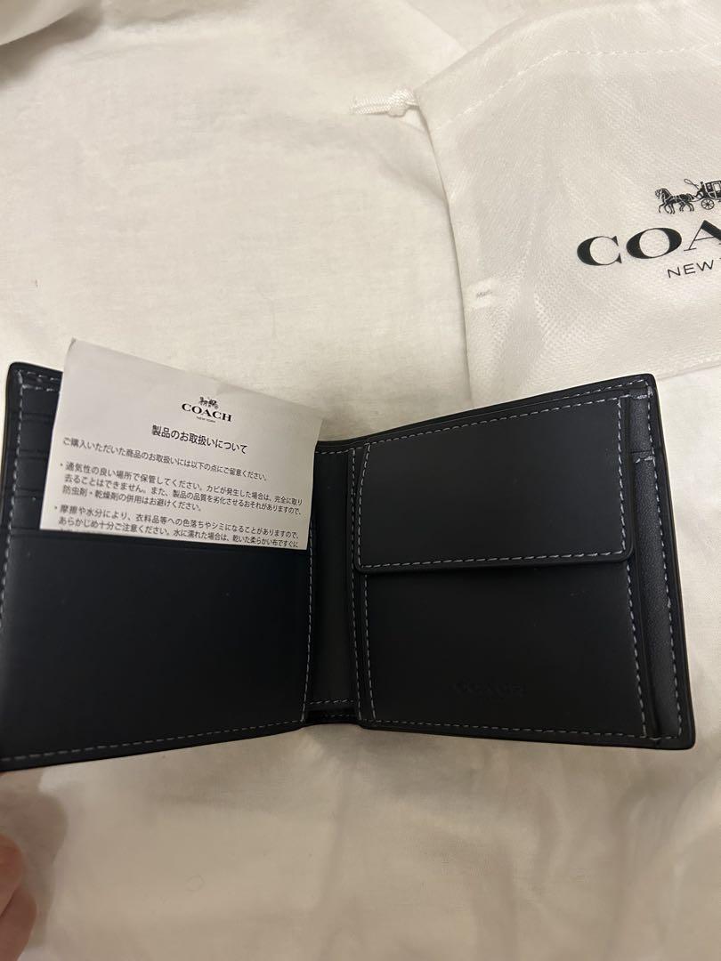 カーズー 【新品未使用】COACH ネイビー 二つ折り財布 保存袋付き