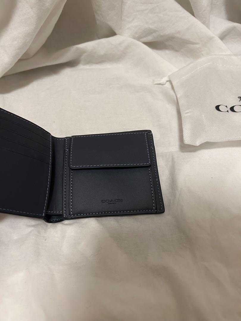 カーズー 【新品未使用】COACH ネイビー 二つ折り財布 保存袋付き