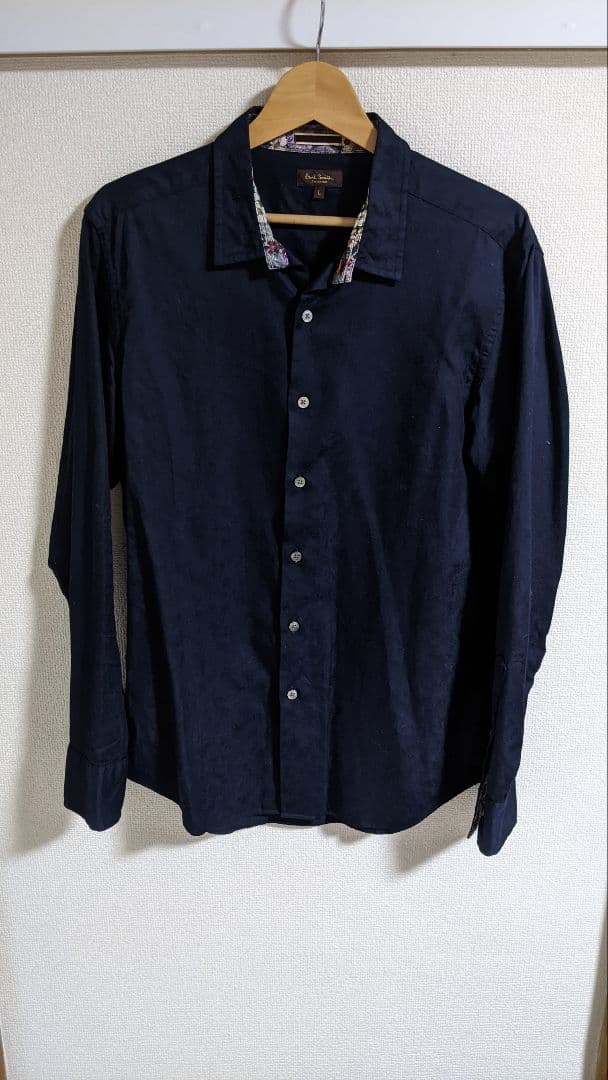 ポールスミス 長袖シャツ シャドーフローラル 花柄 紺 LL Paul Smith COLLECTION