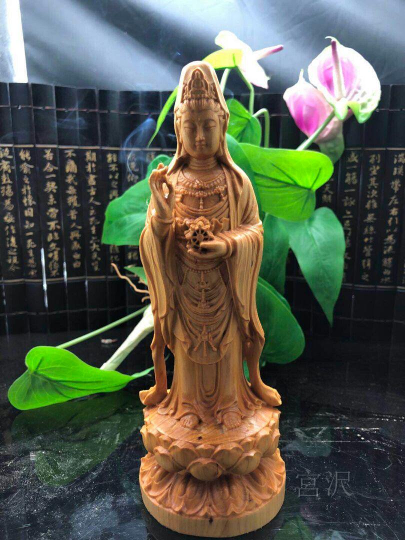 【宮沢】南海観音 仏教美術品   供養品  風水開運   木彫仏像  彫刻工芸品