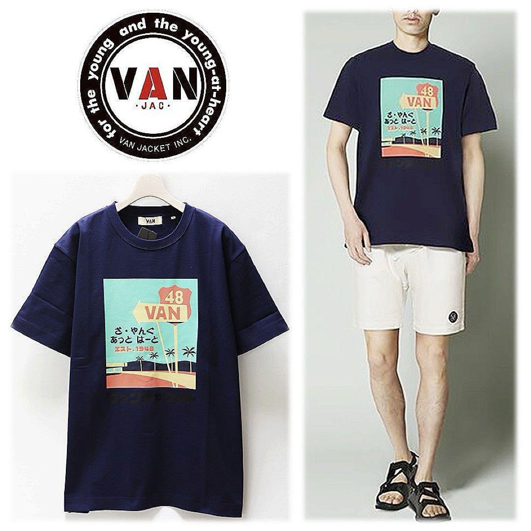《ヴァンヂャケット》新品 レトログラフィックプリントTシャツ カットソー L