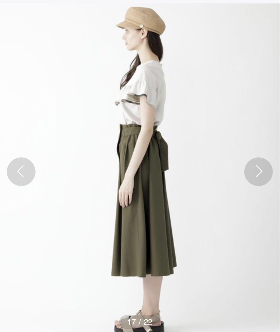 美品♡バーバリーブルーレーベル クレストブリッジ　リボンギャザースカート　カーキ