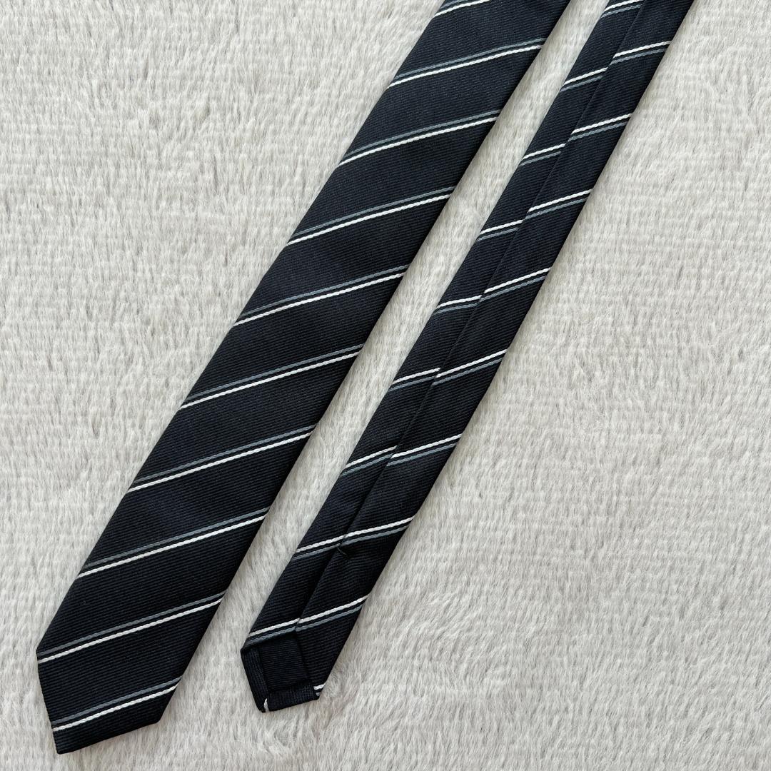 希少 SAINT LAURENT PARIS ストライプ ネクタイ ヴィンテージ 100% シルク イヴ サンローラン ネクタイ YSL