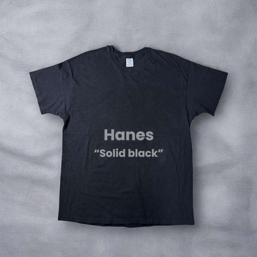 90s Hanes 無地 ソリッド Tシャツ USA製 シングル ブラック 古着