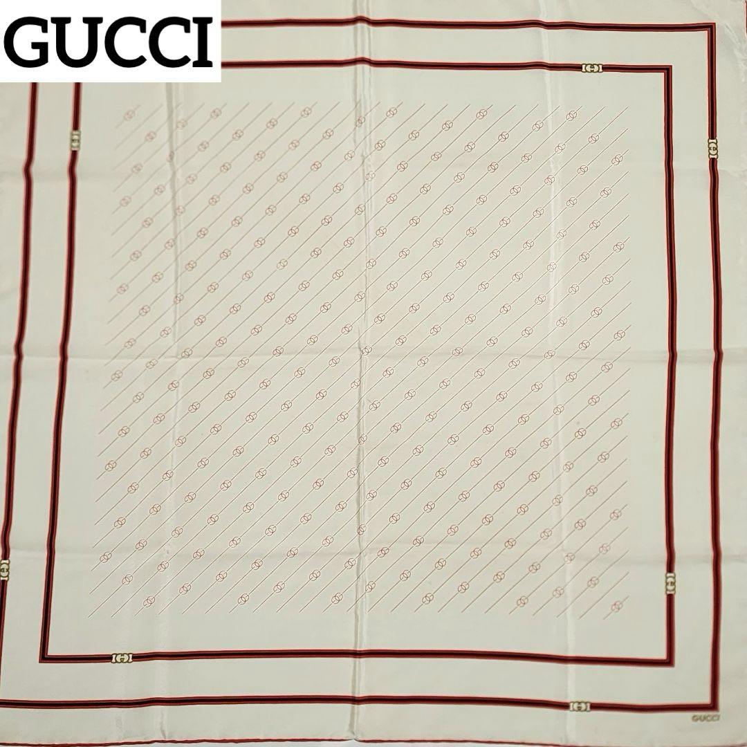 ★GUCCI★ スカーフ 大判 インターロッキング ストライプ レトロ ホワイト 8,497円