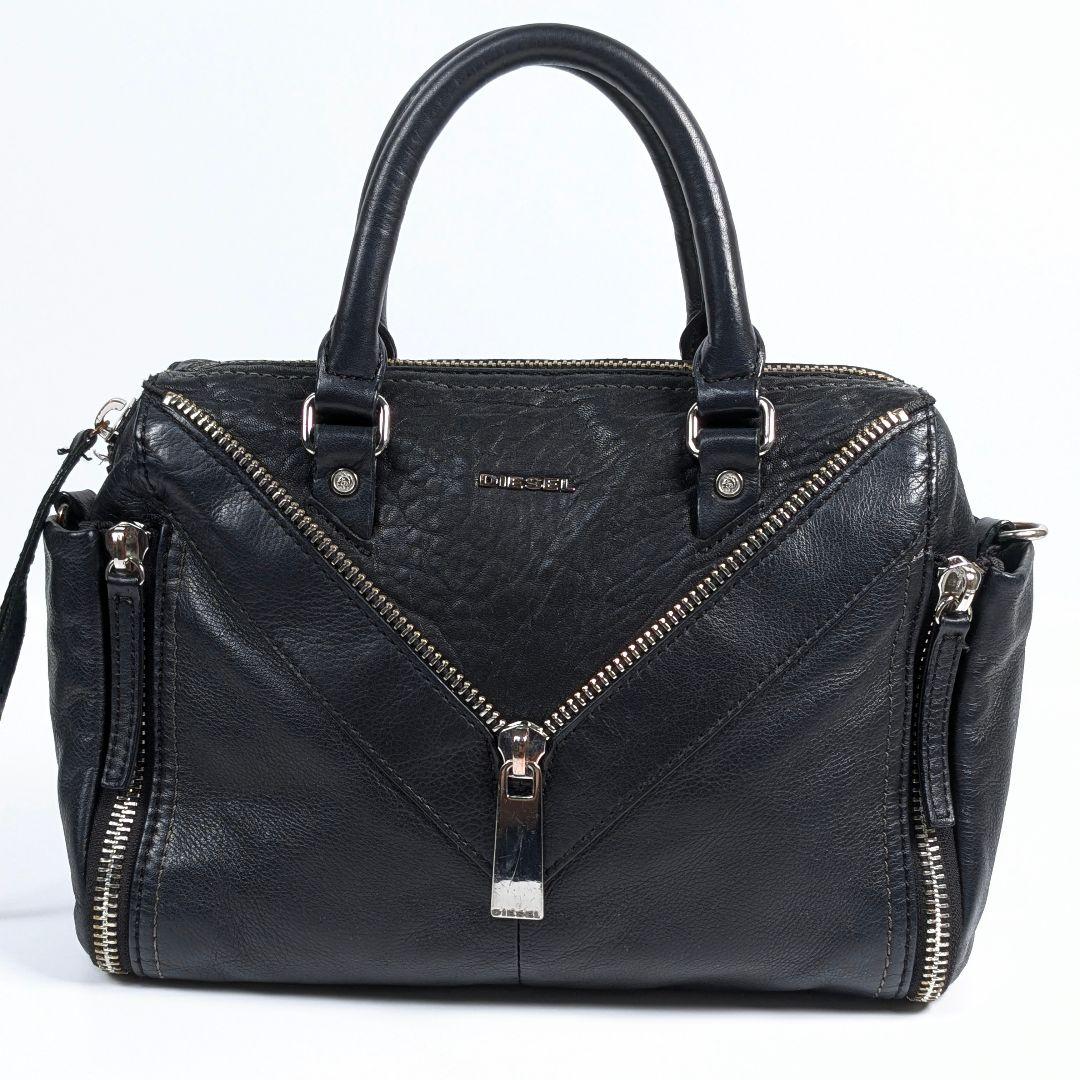 美品】DIESEL ディーゼル レザー 2WAY ファスナー ショルダー