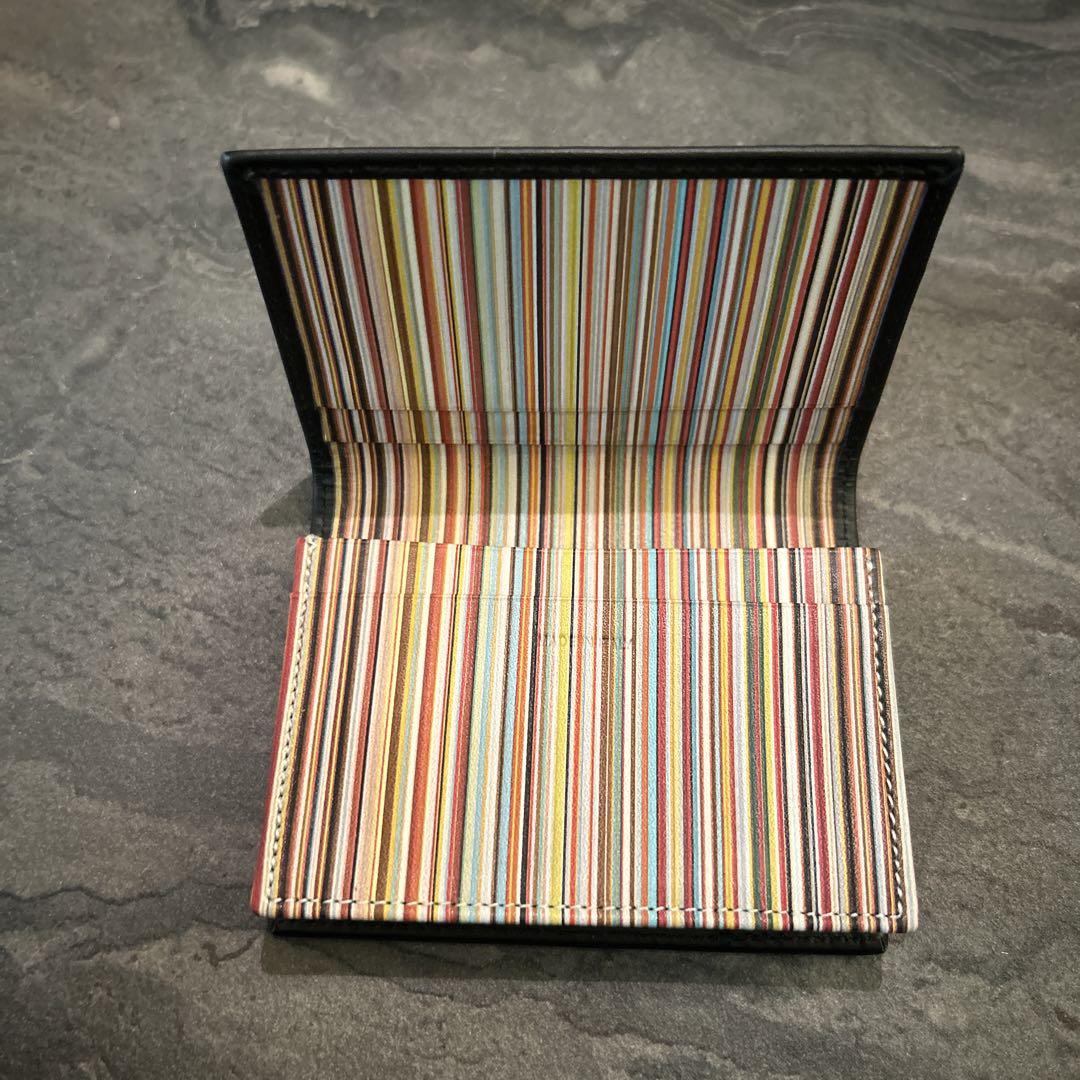 Paul Smith 名刺入れ 黒 レザー ストライプ