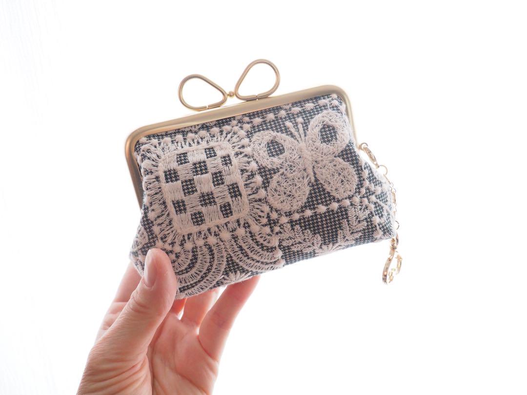 〔ハンドメイド〕ミナペルホネン　12センチリボンがま口