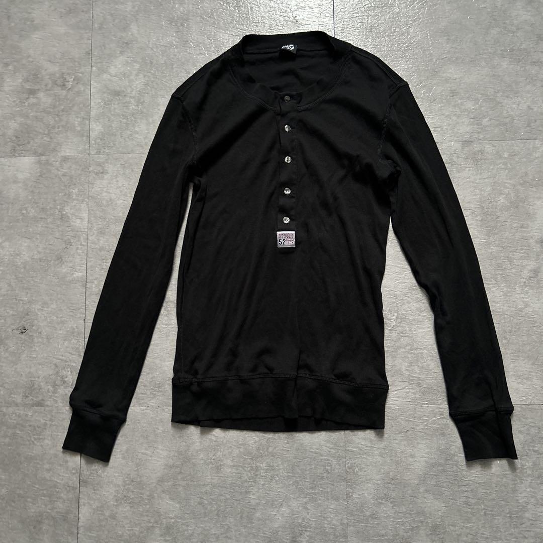 極美品 DOLCE & GABBANA ヘンリーネック 比翼 カットソー 52 D&GドルチェアンドガッバーナヘンリーネックTシャツカットソー